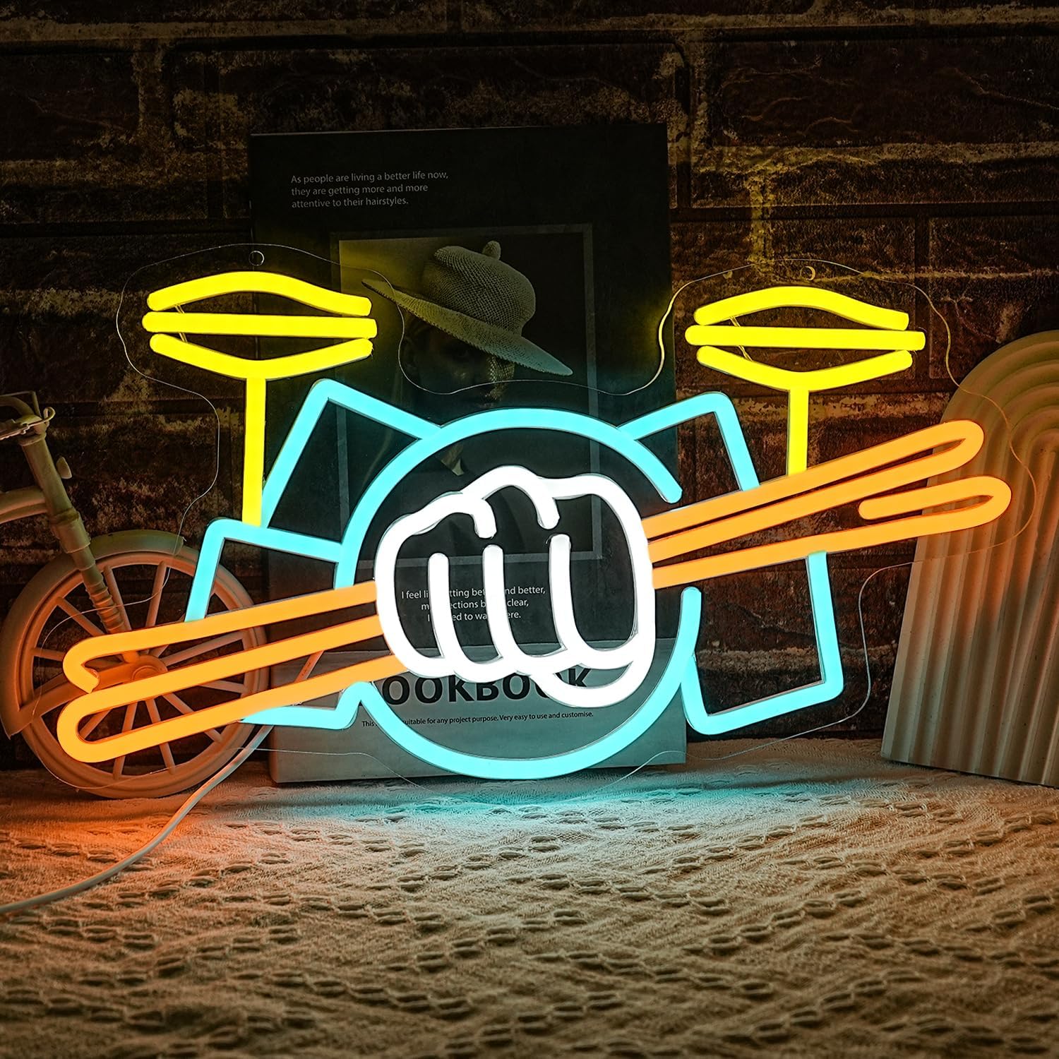 Drum Set Neon Sign USB Powered - đánh giá và giá Wall Decor Lighting