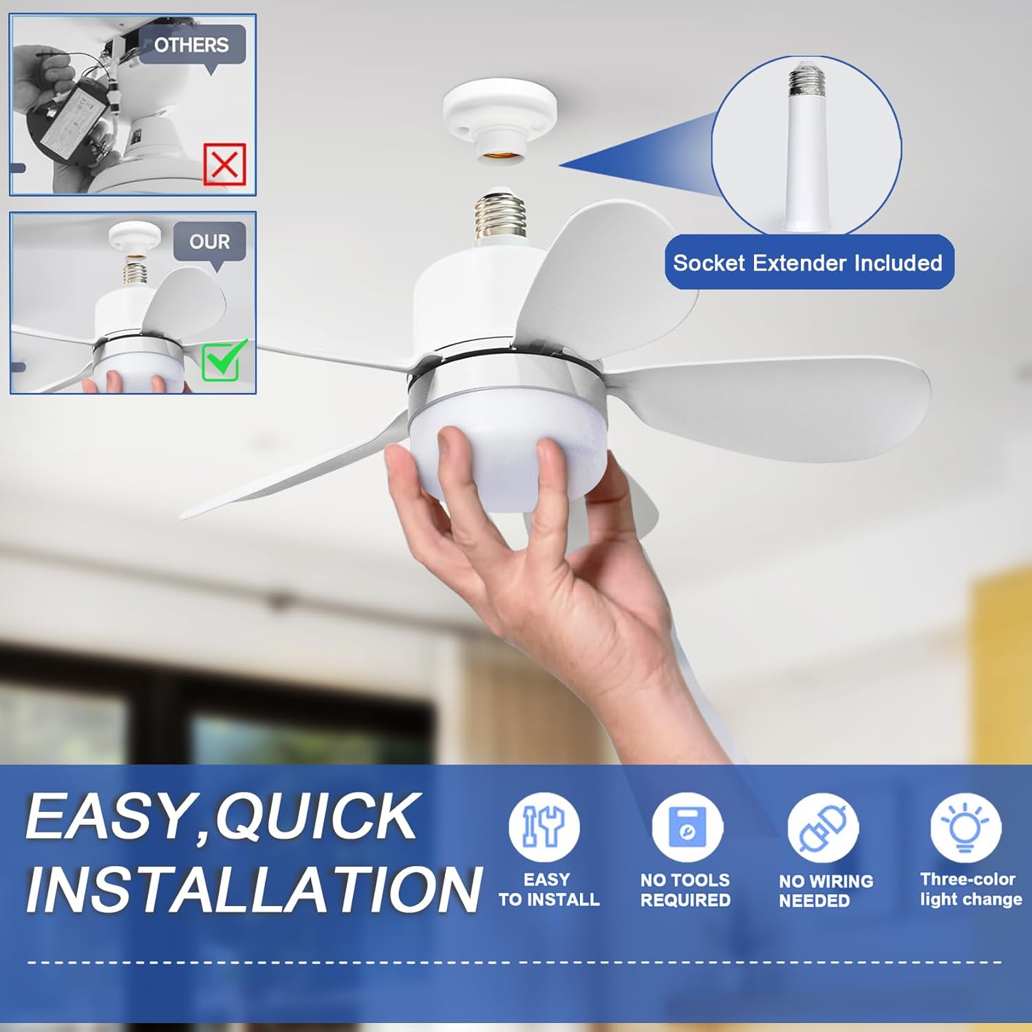 Socket Fan Light with Remote,  - đánh giá và giá Lighting Design Decor
