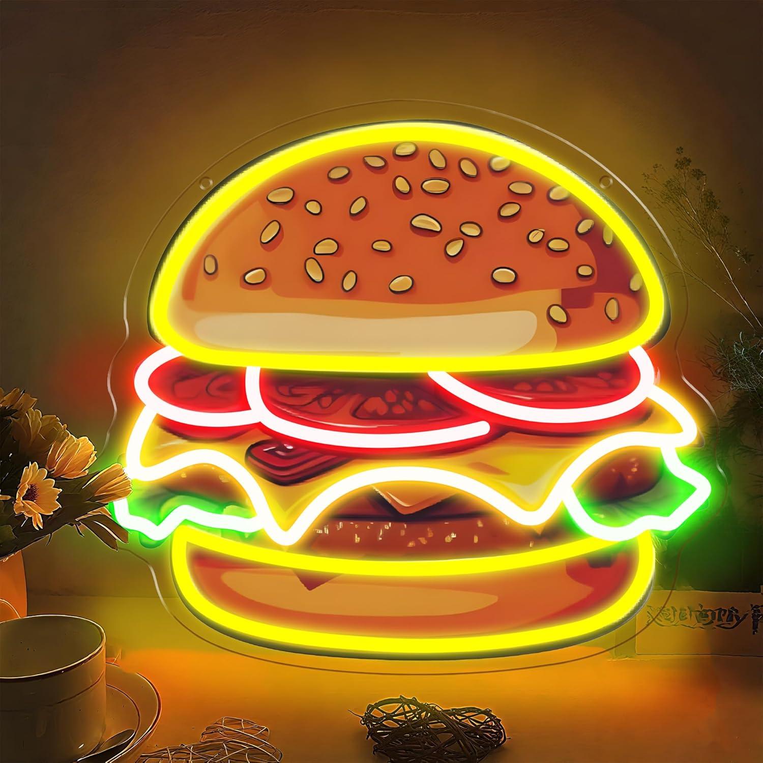 Burger Neon Sign LED Hamburger - đánh giá và giá Wall Decor Lighting