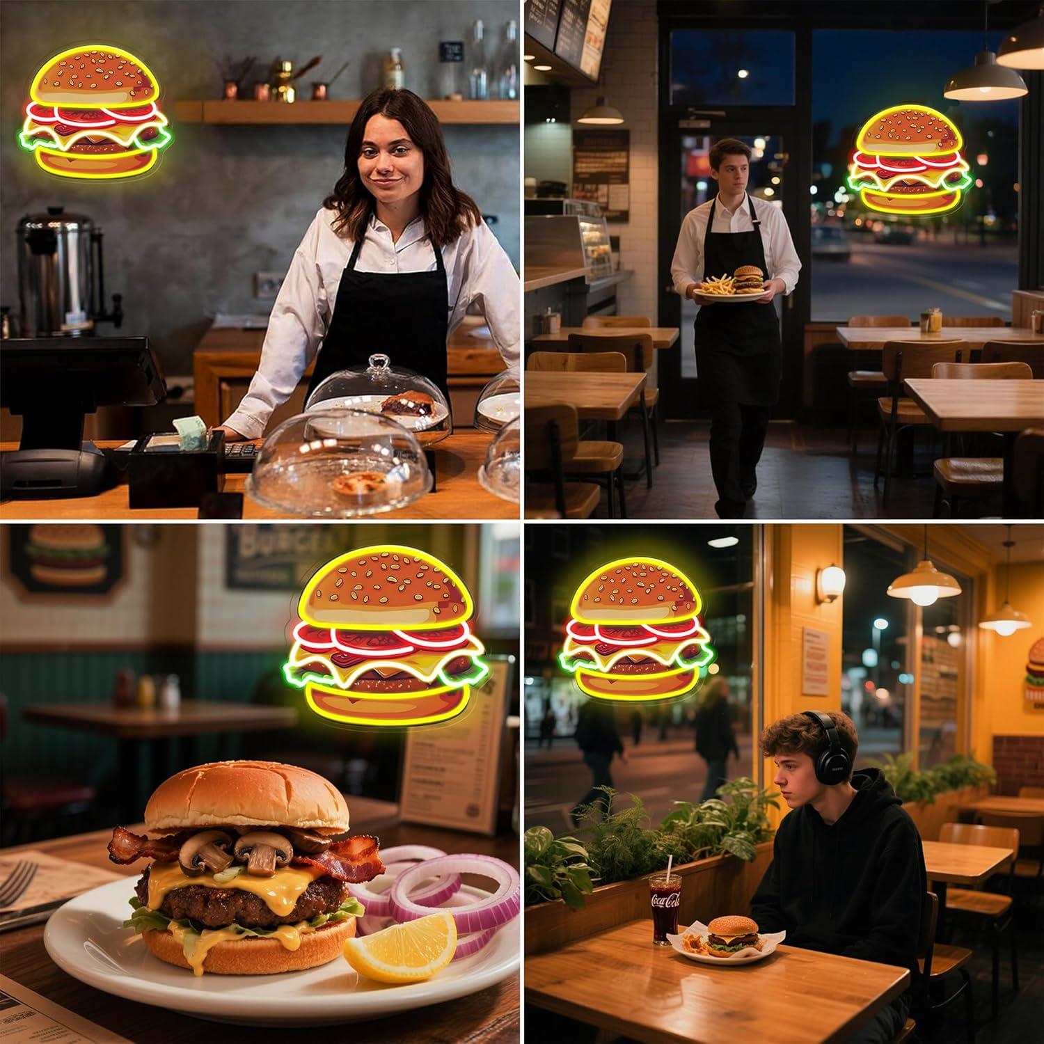 Burger Neon Sign LED Hamburger - đánh giá và giá Wall Decor Lighting